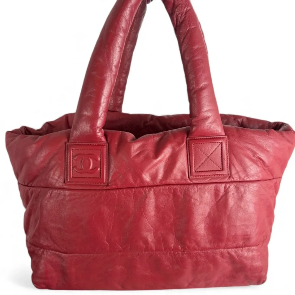 CHANEL CC LOGO LEATHER TOTE BAG REVERSIBLE *RARE* - Picture 3 of 15